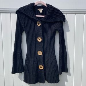 Forever 21 Y2K Knit Sweater Cardigan with Oversized Collar and Snap Buttons